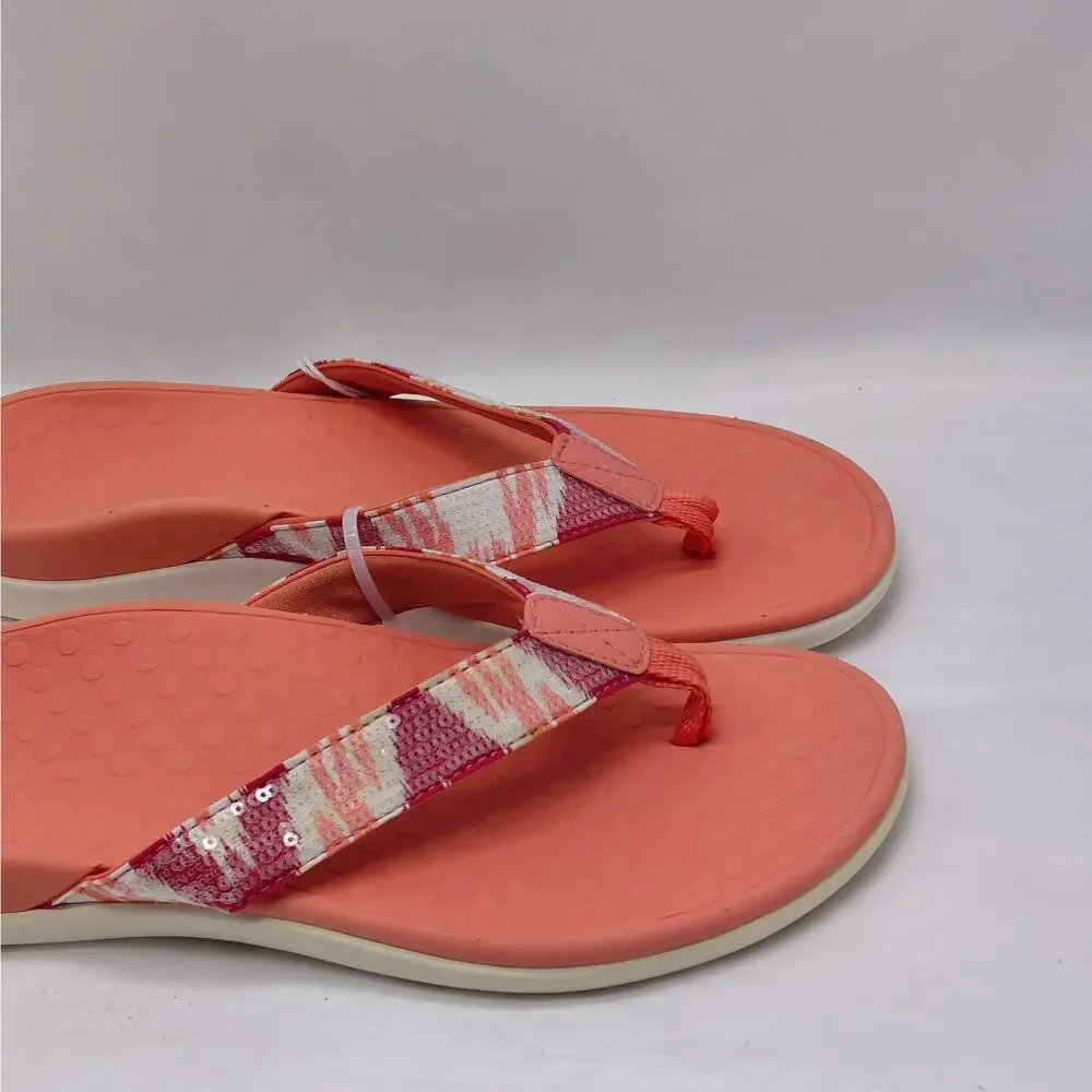 Vionic Womens Flip Flop Sandals Size 7 Sequin Comfort Vacation Resort Chic Flats